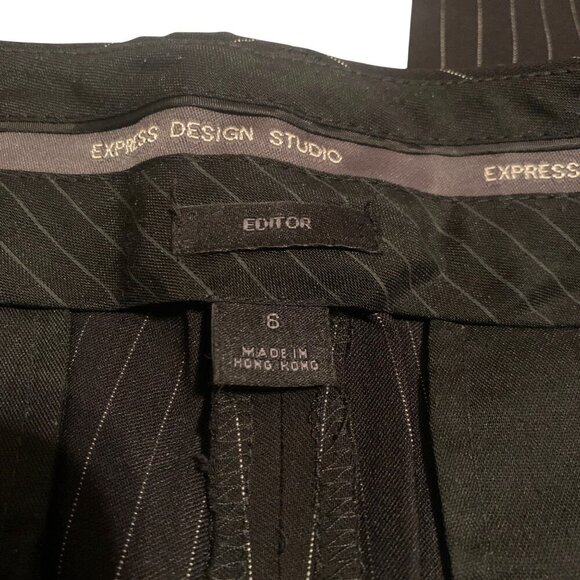 VTG Express pinstripe Trousers Pants Wide Leg 8 Y2K Office Vixen Corpcore - Picture 10 of 13